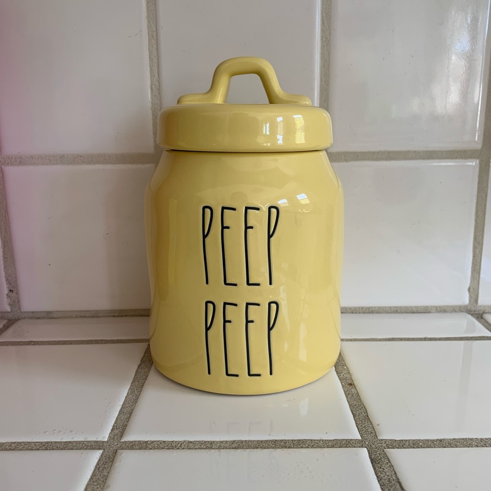 rae dunn “peep peep” small canister jar